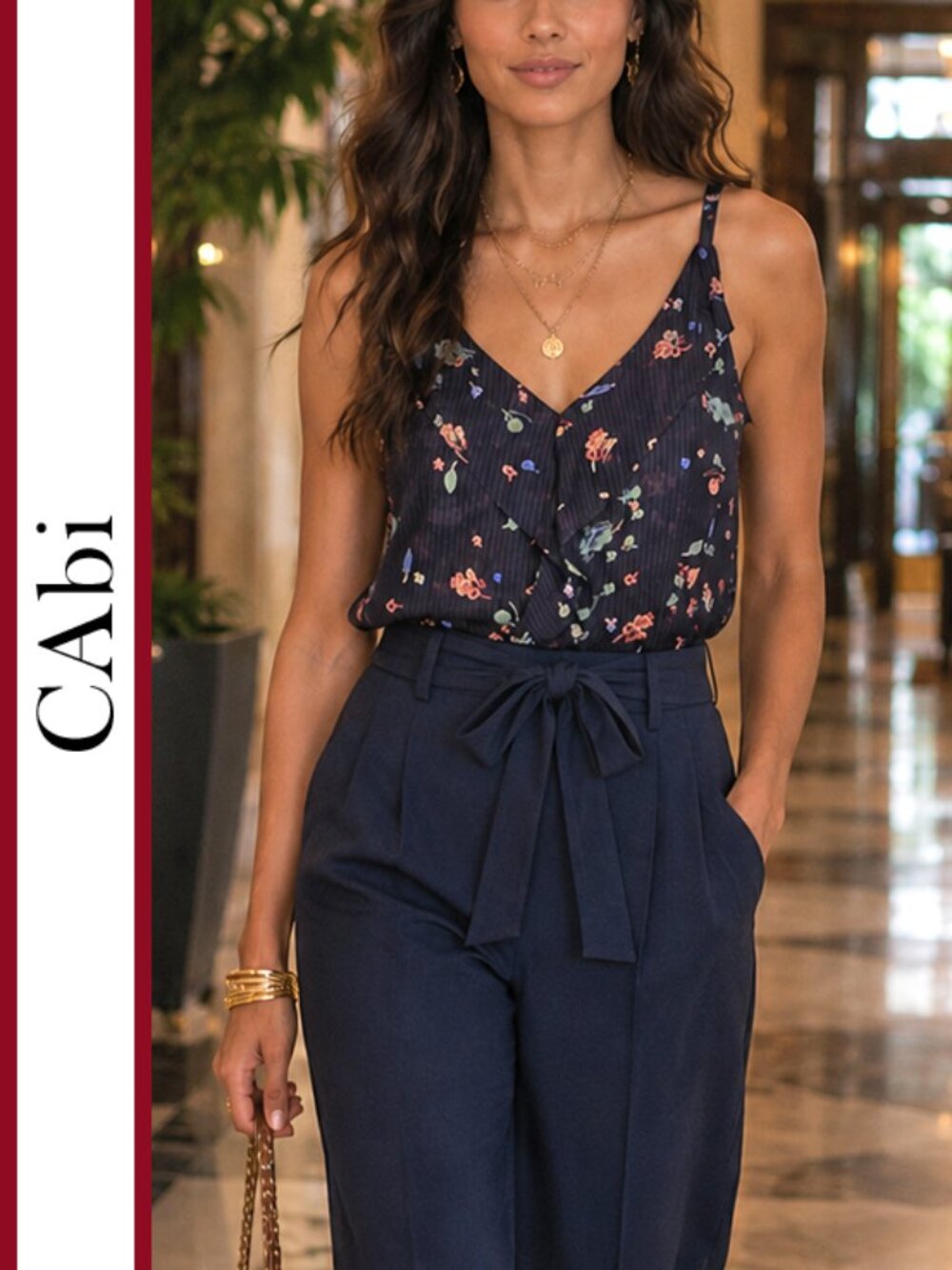 CAbi | 'Pinstripe Floral' Cami Blouse Top